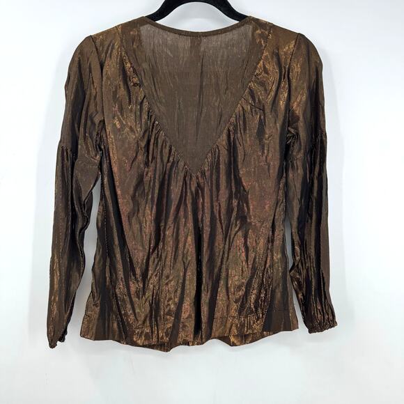 NEW Anthropolgie Amadi Bronze Metallic Top Blouse XSP Party Event Holiday XS - Picture 5 of 9
